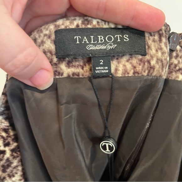 Talbots new with tags size 2 textured leopard print pencil skirt zipper back - Picture 6 of 8